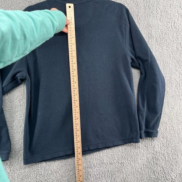 LL Bean Fleece Sweater Mens Small Quarter Zip Pullover Sweatshirt Blue Cozy Late - Picture 10 of 13
